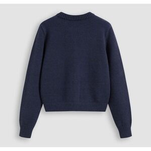 Cider Navy Blue Button Up Cardigan Sweater Cropped Pockets Size S